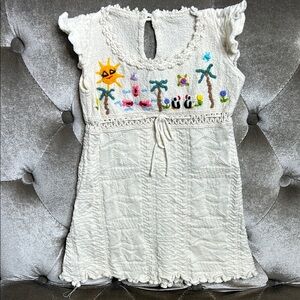Kids Cream Embroidered Top